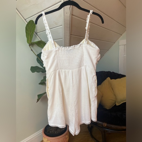 Revolve Majorelle Women’s Small White One Piece Joyce Linen Romper Sleeveless - Picture 5 of 11